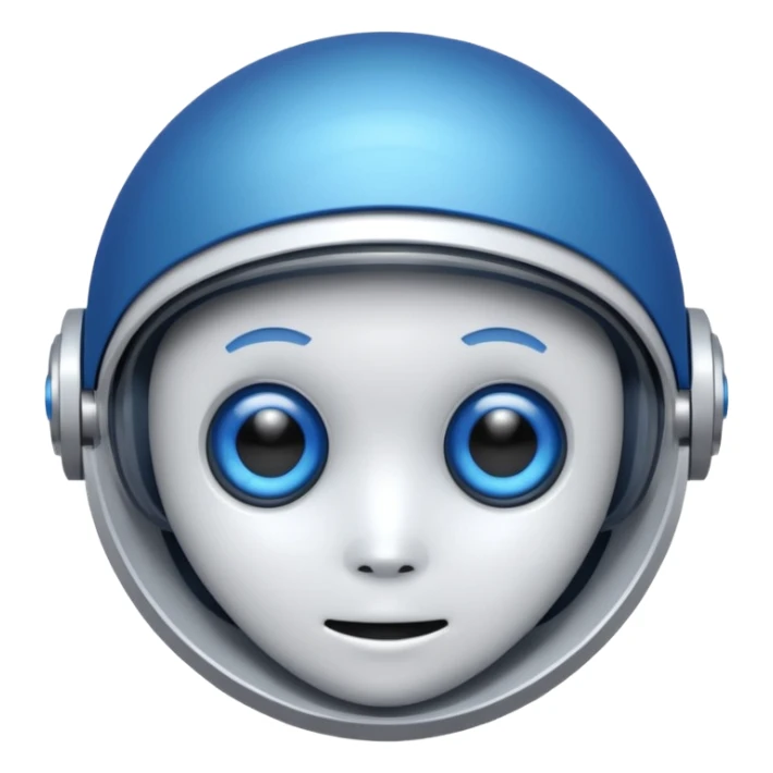 tête de robot cosmonaute bleu et blanc avec des yeux arondis bleu sticker