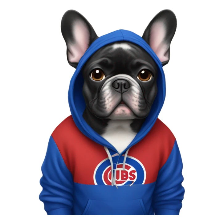French bulldog in cubs hoodie sticker