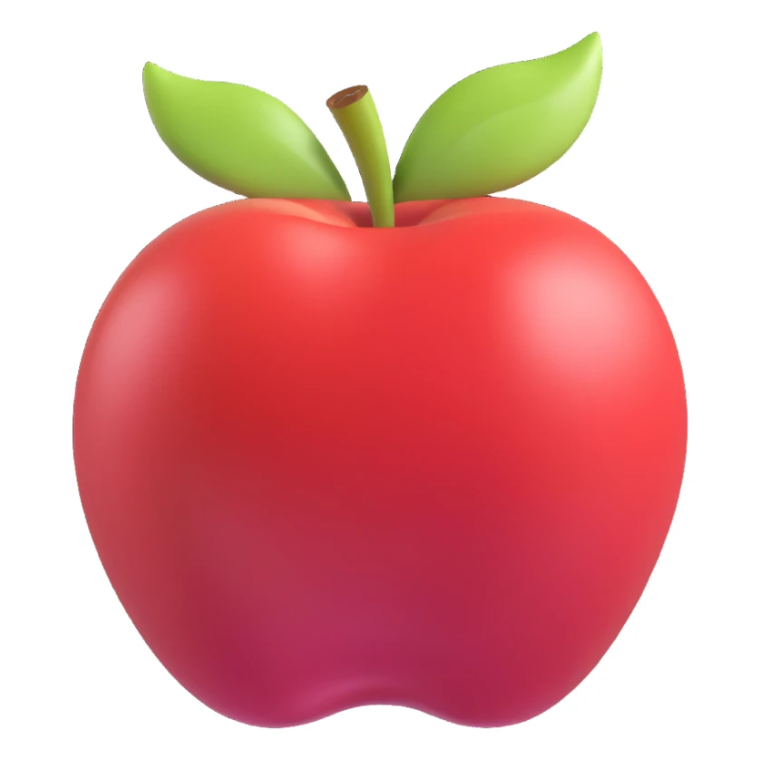 juicy red apple, highly realistic and detailed, resembling a real fruit emoji, suitable as a sprite for a fruit ninja game sticker