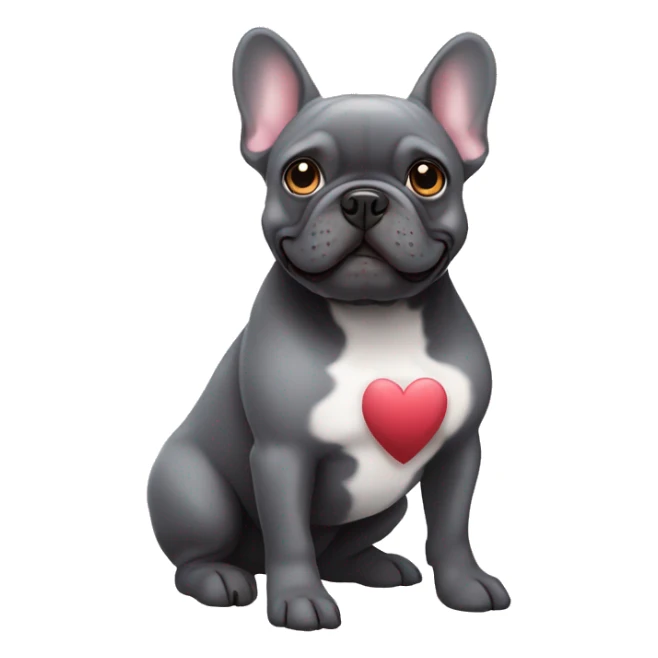 Dark grey French bulldog with hearts sticker