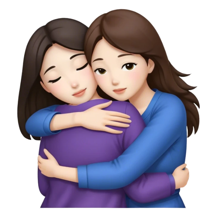 Hug between 3 brunette korean women  sticker