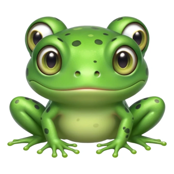 simple kawaii frog whole body, very simple dot eyes, vey big pupils sticker