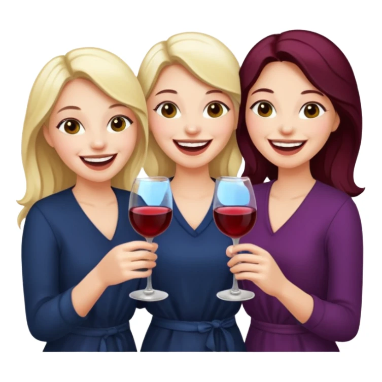 4 girls laughing with wine   sticker