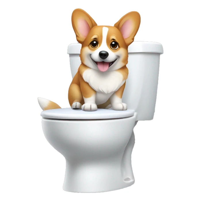 corgi sitting on a toilet  sticker