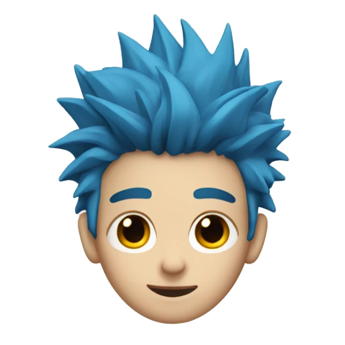 blue haired boy with spiky hair and black eyes no eyes sticker