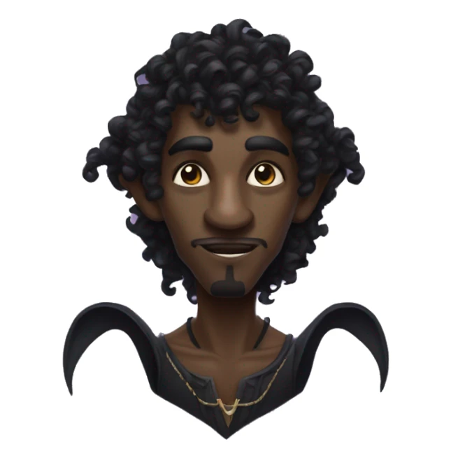  A black male elf that is a witch fortune teller that has pointed ears with long black curly hair sticker