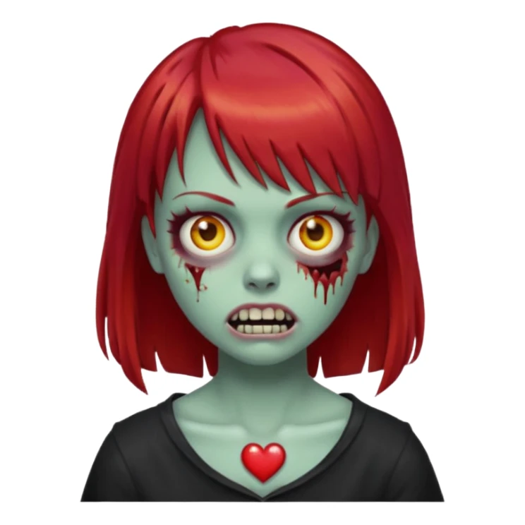 zombie girl with red hair and bangs emoji sticker