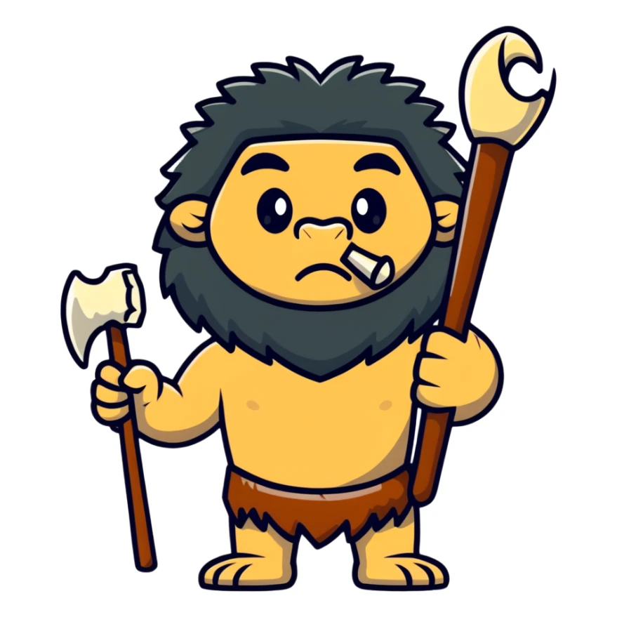 caveman with a bone club and animal fur sticker