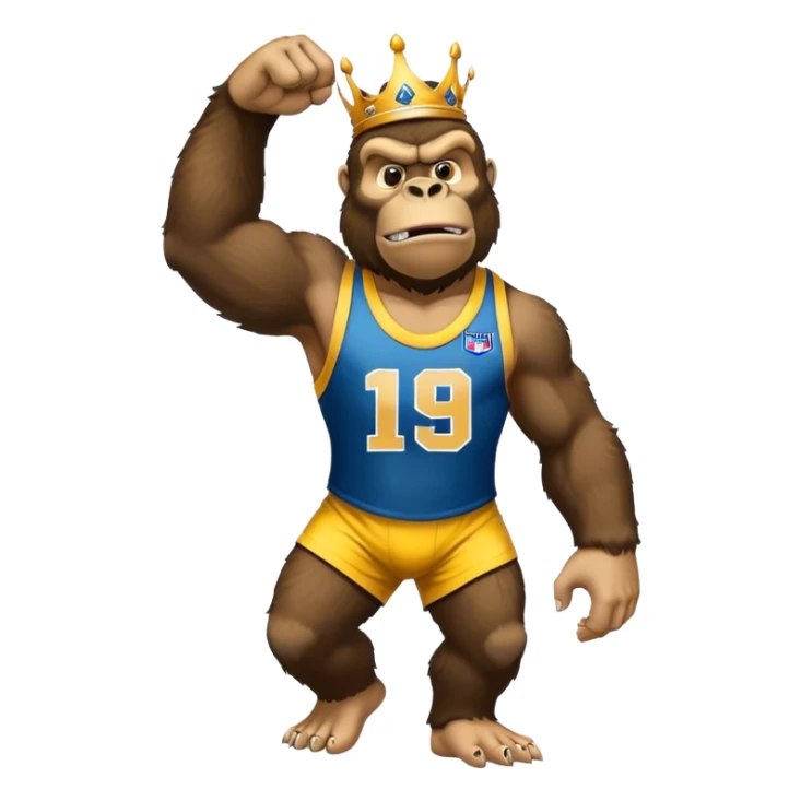 king kong  wearing afl eagles sleeveless jersey blue and yellow  sticker