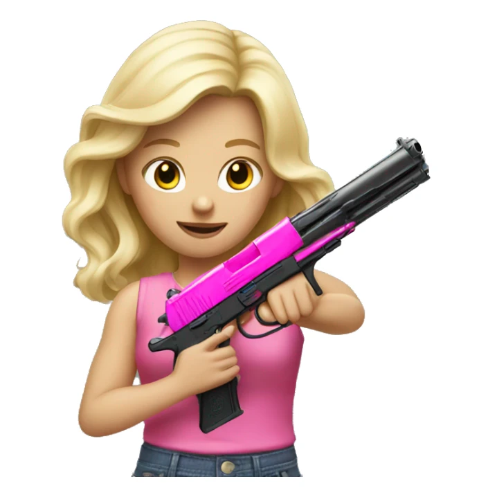 realistic blonde girl holding a pink gun sticker