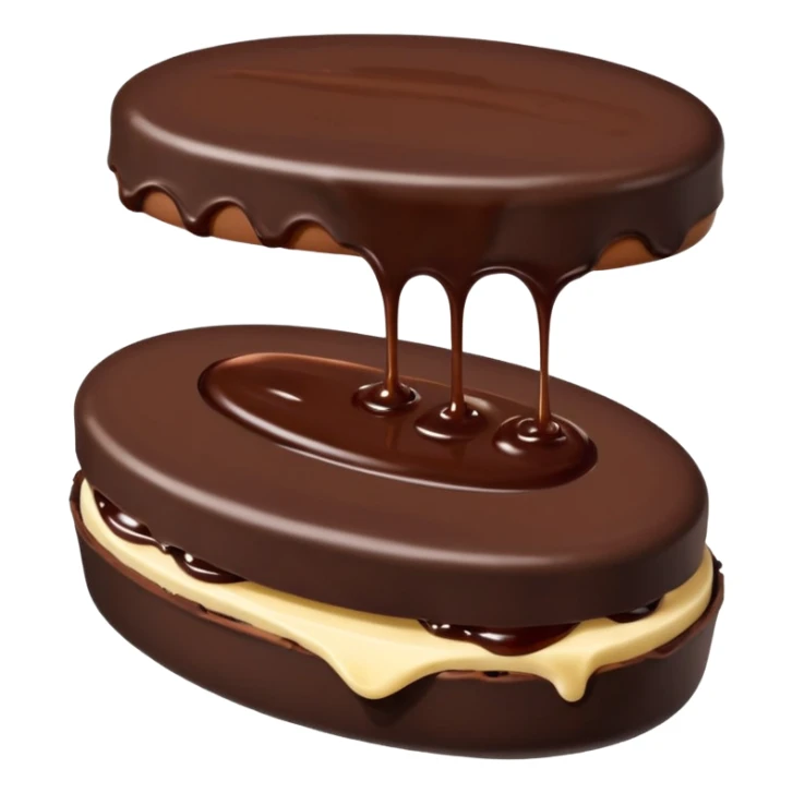 Chocolate covered Baltic curd snack with jam sticker