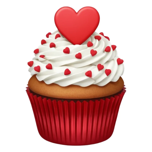 Valentine’s Day themed cupcake with white icing and sprinkles sticker