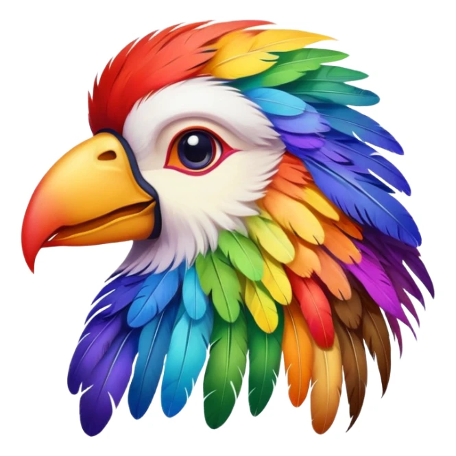 Man with bird feathers rainbow and beak sticker