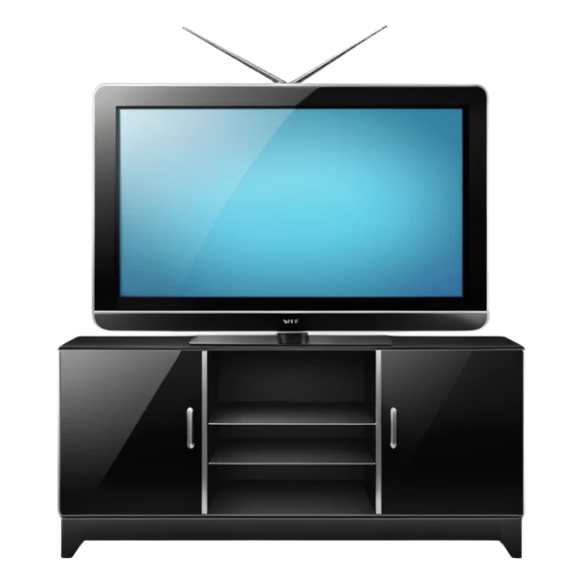 modern tv standing on a super luxurious white cupboard sticker