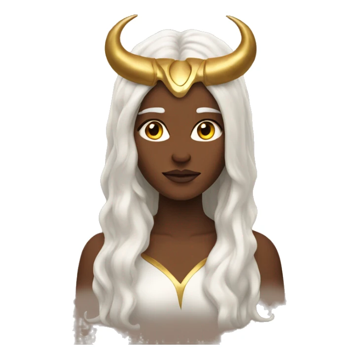 goddess with Long brown hair and gold horns  sticker