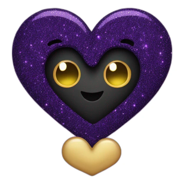 purple and black glitter heart sticker