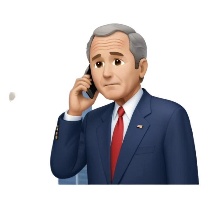  emoji of the world trade center with a plane crashed into it and george bush on a phone in front of them sticker