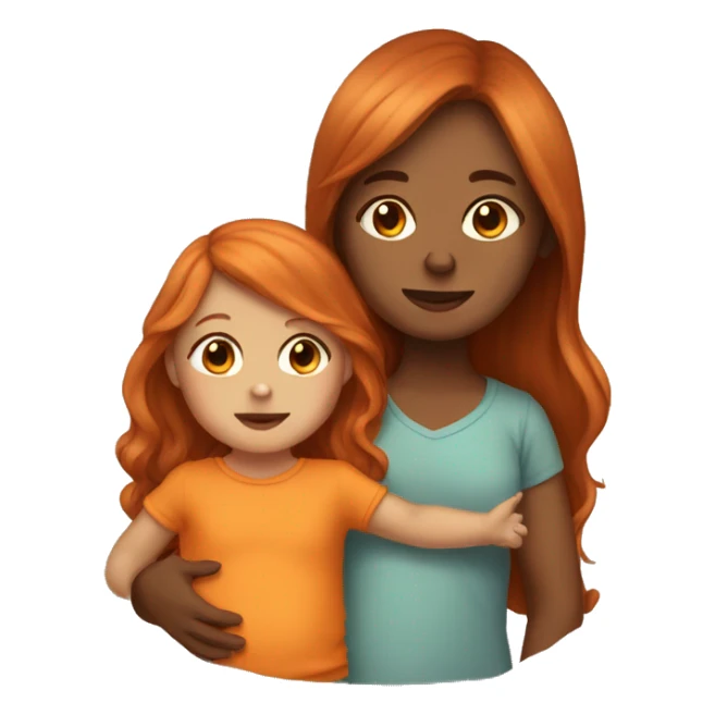 Tan Girl with long orange hair holding a brown haired baby boy sticker
