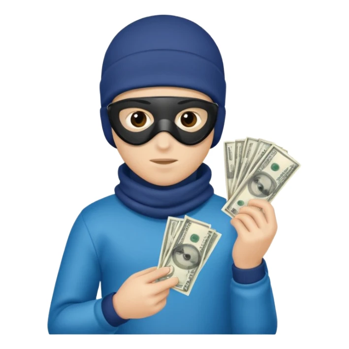 A boy with a ski mask on with money in his hand  sticker