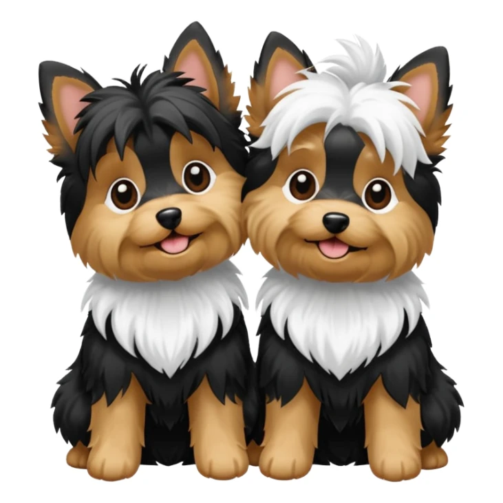 Two White & Black Party Yorkies playing together sticker