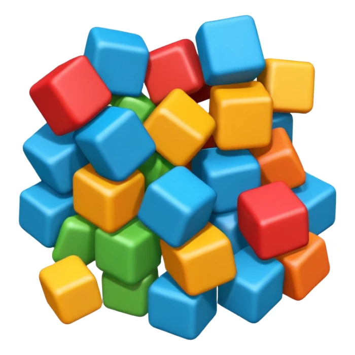 Block blast all forming an hexagon irregular but no hexagons, mized 3d sticker