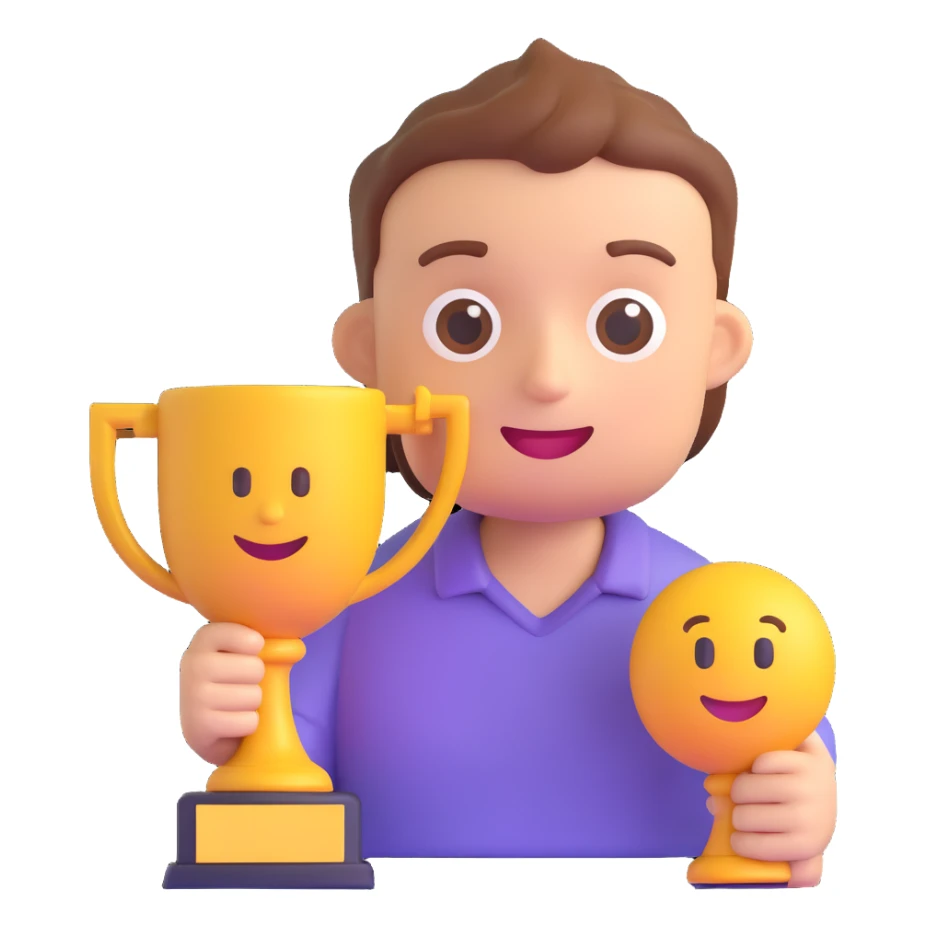 an emoji of emoji holding a trophy sticker