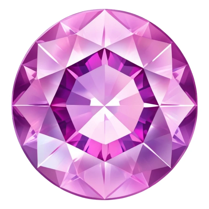 Round cut kunzite gemstone with holographic rainbow reflections, pink-purple crystal gem with brilliant facets sticker