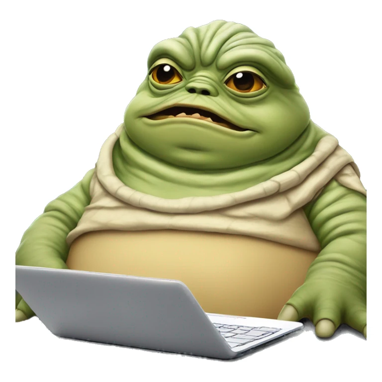 Jabba the Hutt from Star Wars with a laptop sticker