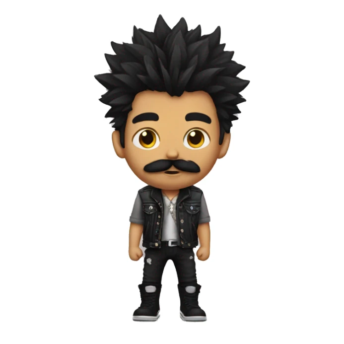 punk boy with shaggy hair and moustache sticker