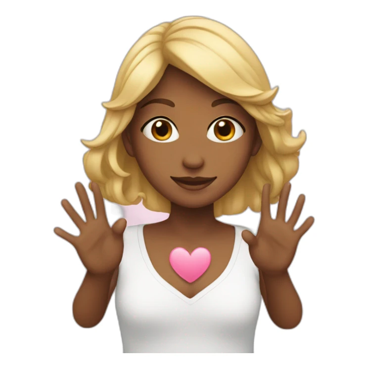 girl makes a heart with her hands sticker