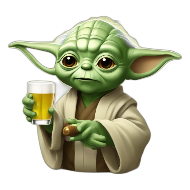 Yoda buvant une bière qui fait une grimace sticker