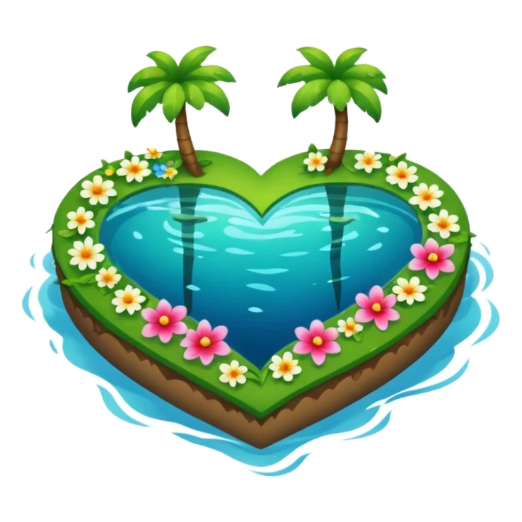 A island heart with green and flowers on it sticker