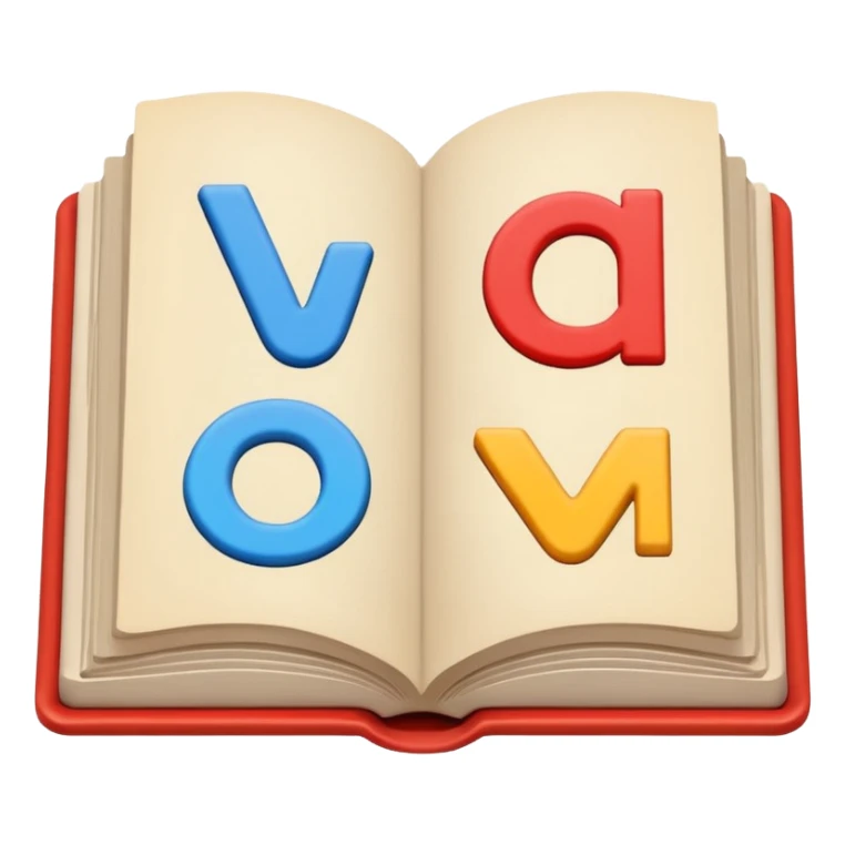 A minimalist emoji-style icon representing wordplay — symbolizing creativity with language. It features an open book or speech bubble merging with playful letters or word fragments, forming a clever visual pun. sticker