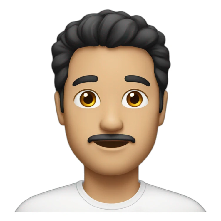 uncle, black hair, white sticker