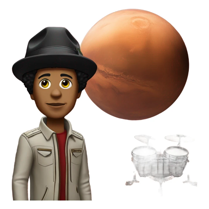 Bruno mars on mars with a Alien in the background and earth in the sky   sticker