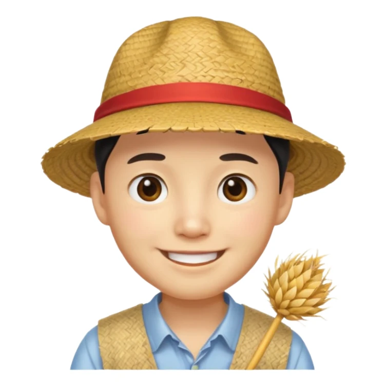 Chinese guy stereotype with straw hat and little eyes yellow guy not black sticker