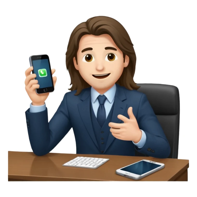 office-boss-suit-excited-phone-desk-long-haired-man sticker