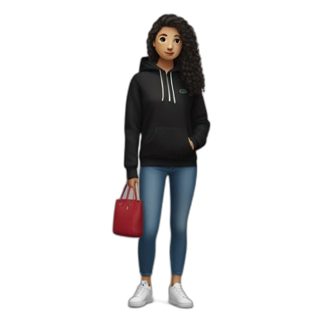 Lacoste bag latina girl with black lacoste hoodie sticker
