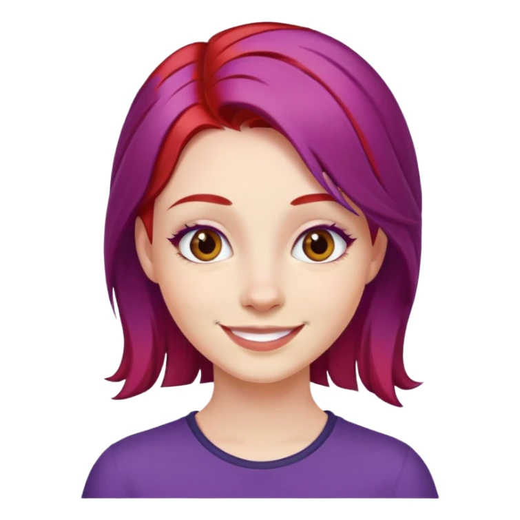 girl with purple and red hair, smile sticker