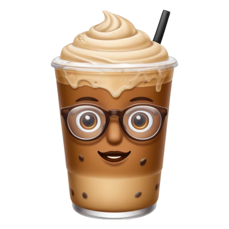 Milky Iced coffee with eyes and glasses sticker