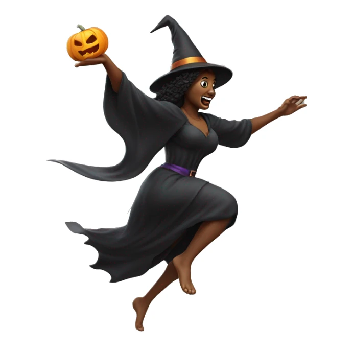 halloween goddess witch sprinting, with a large stride and arms outstretched sticker