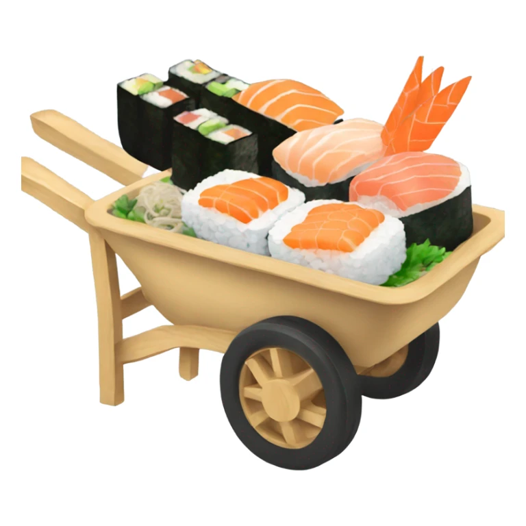 A wheelbarrow full of sushi sticker