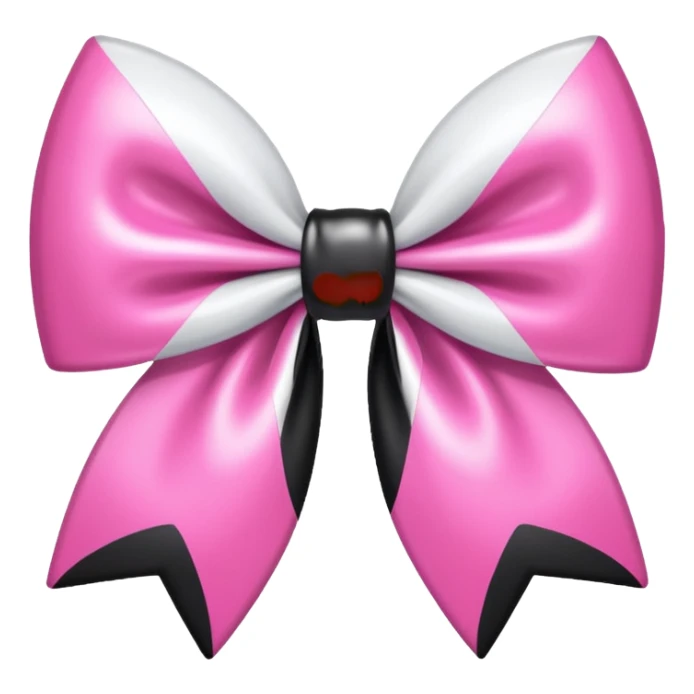 Metallic White bow with pink and black hearts  sticker