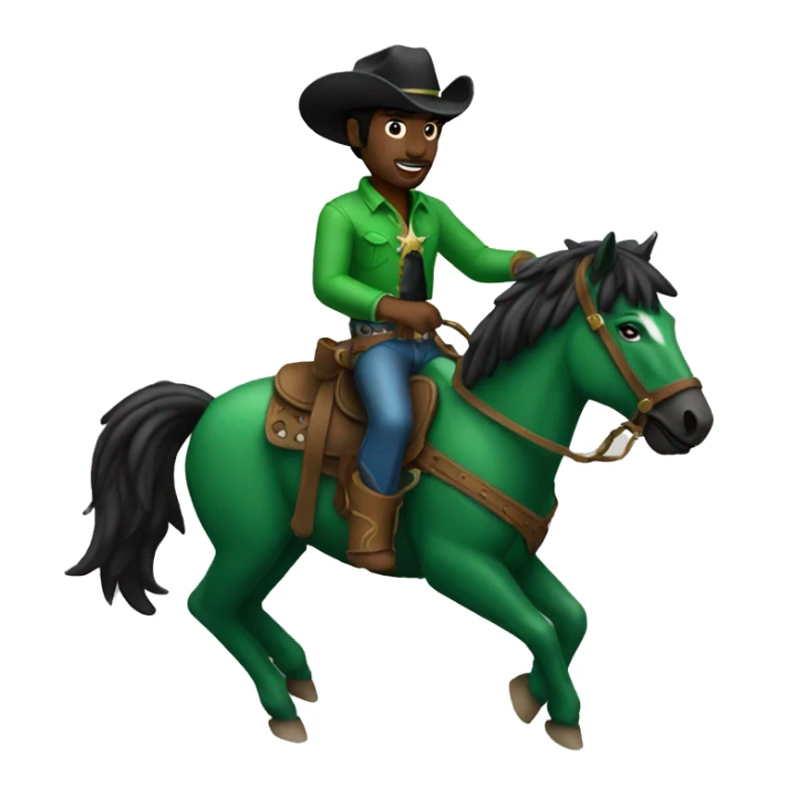 Black cowboy riding a green bronco  sticker
