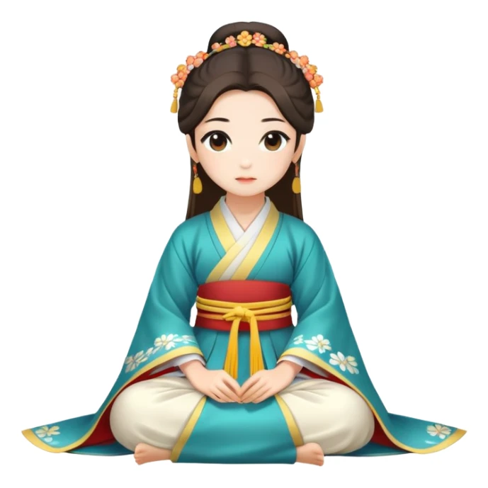 Beautiful girl in Hanfu sitting on the ground sticker