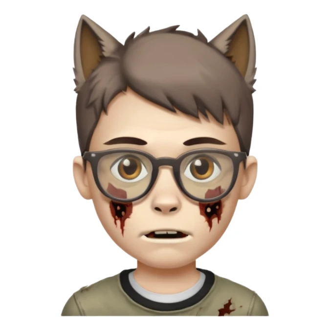 boy zombie with a brown wolf cut and glasses sticker