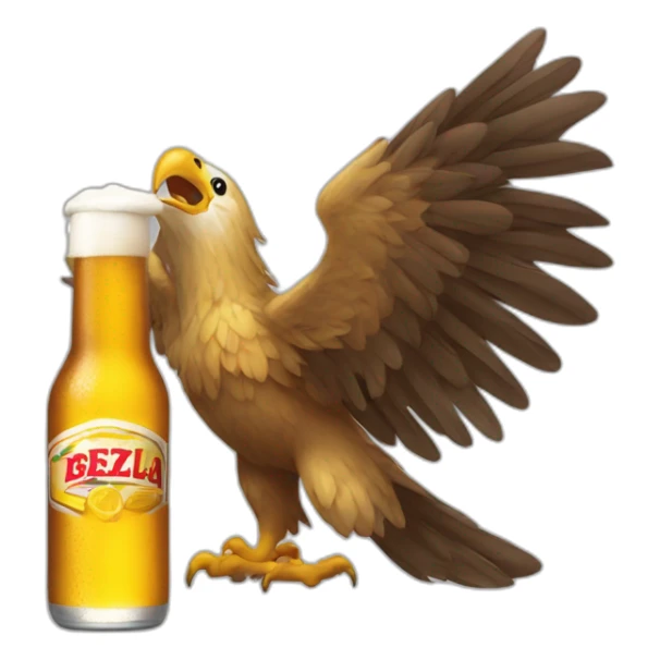 aguila bebiendo cerveza sticker