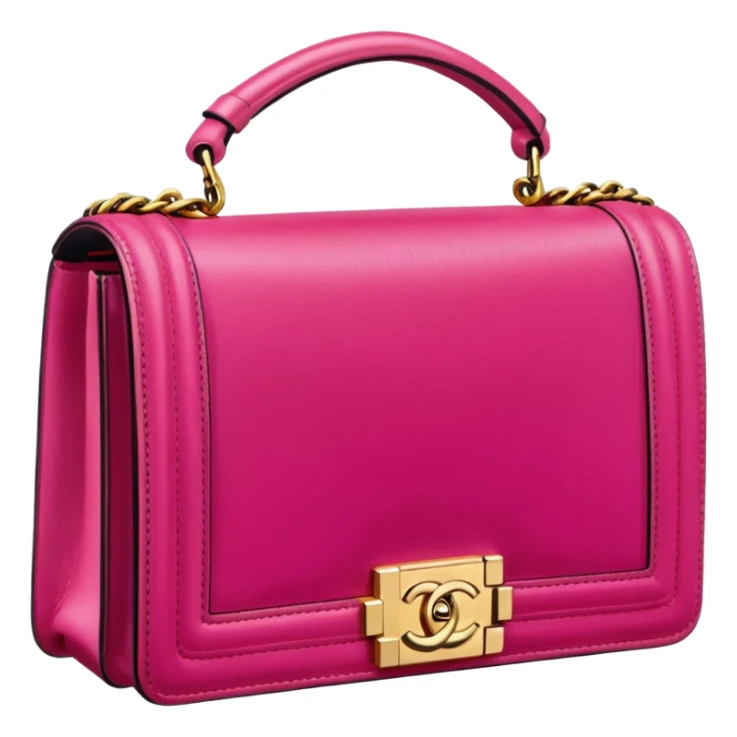 chanel le boy bright pink bag with gold hardware sticker