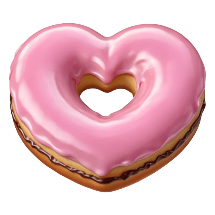 Realistic isolated heart shaped donut with pale pink frosting. sticker