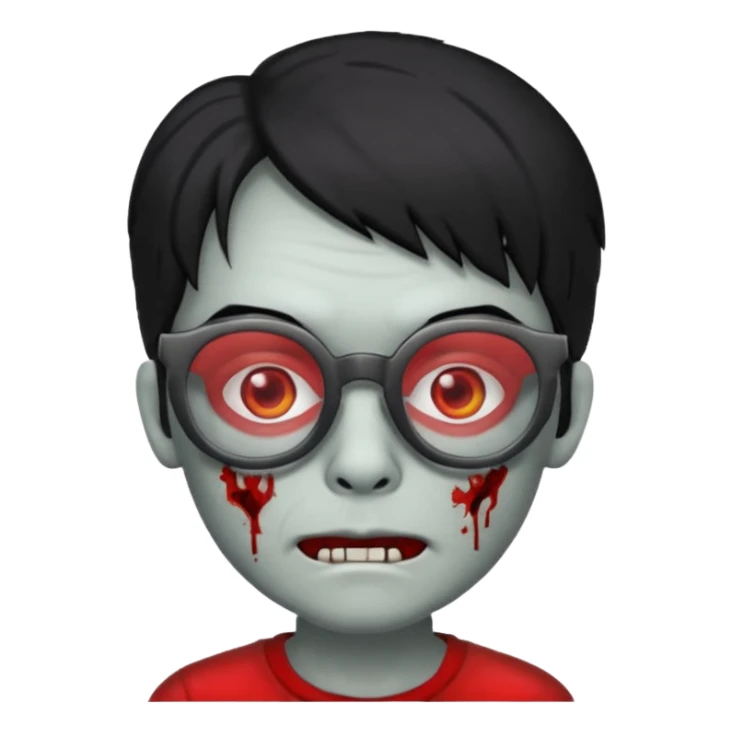 zombie black hair with big red glasses sticker